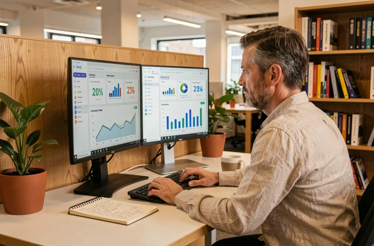 Directeur créatif consultant des KPIs de notoriété de marque et de conversion sur double écran