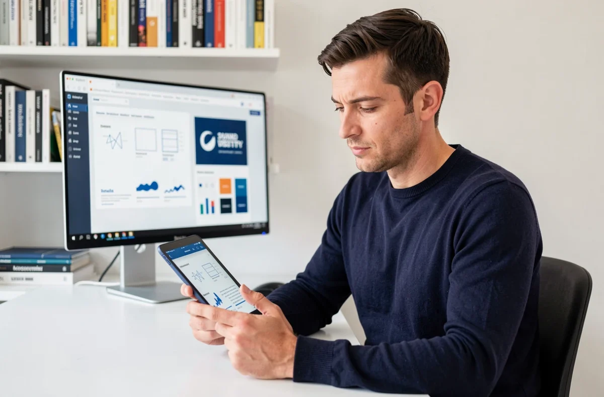 Designer UX d'Esilab travaillant sur des wireframes d'interface dans un studio épuré à Strasbourg