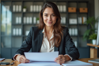Femme d affaires concentrée dans un bureau moderne