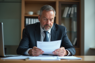 Homme d'affaires en réunion de travail dans un bureau moderne