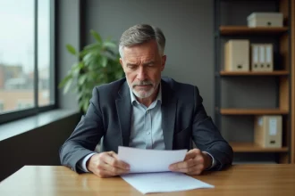 Homme d'affaires sérieux en réunion dans un bureau