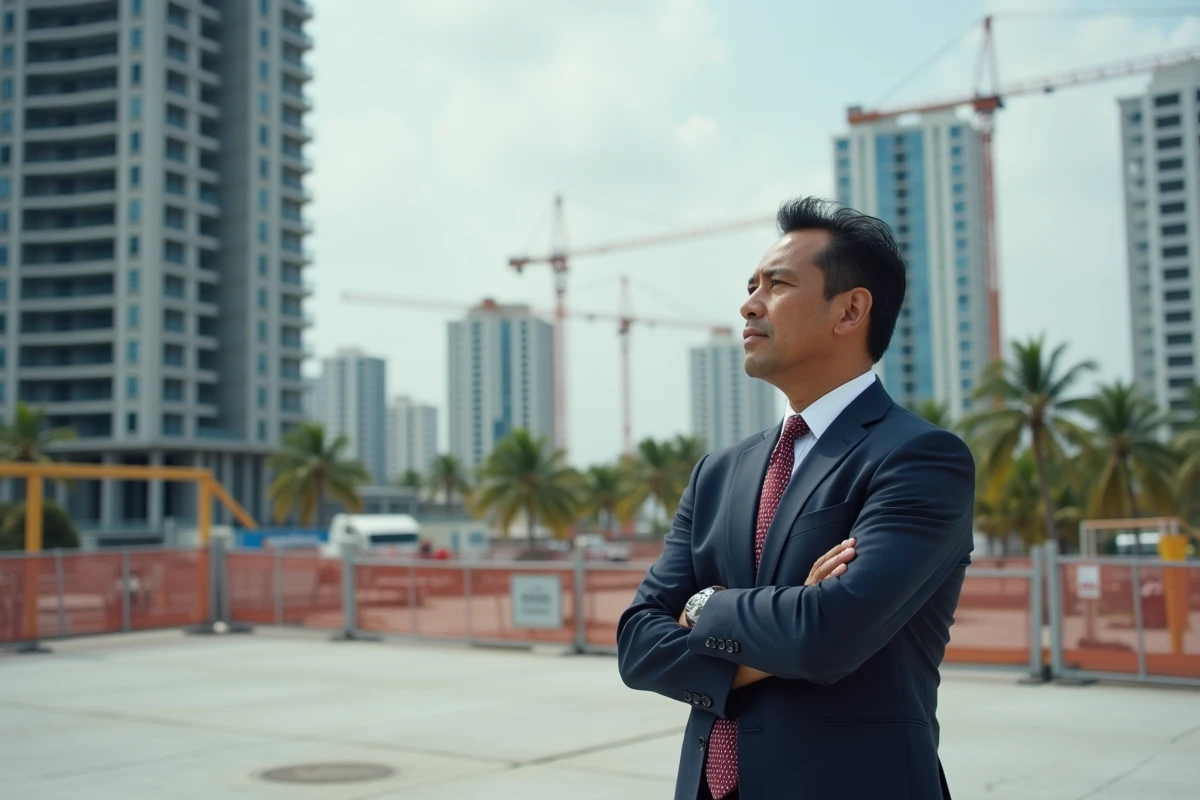 Homme d affaires surveillant un chantier Miami