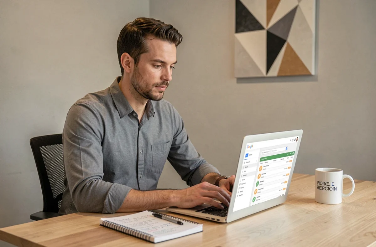 Consultant en marketing digital de l'agence Nidyanet analysant un planificateur de mots-clés Google Ads