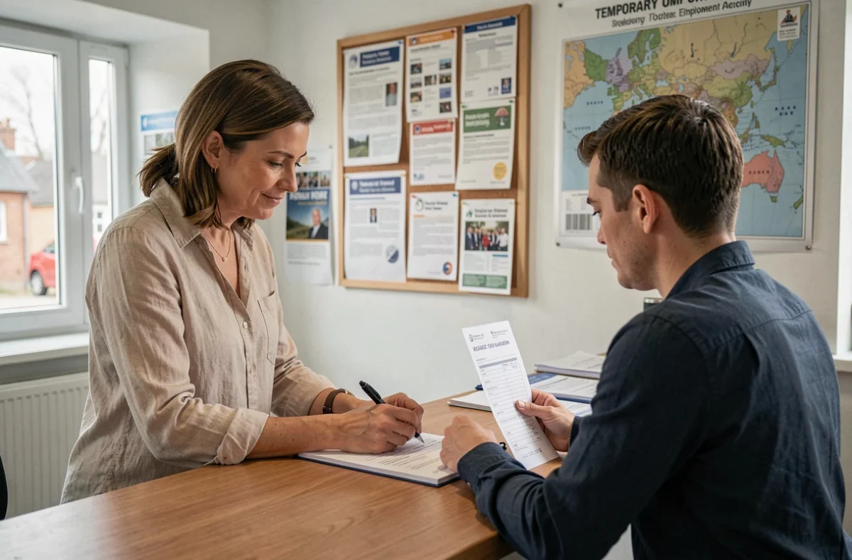 Conseillère de l'agence Sup Intérim accompagnant un demandeur d'emploi dans l'Aisne