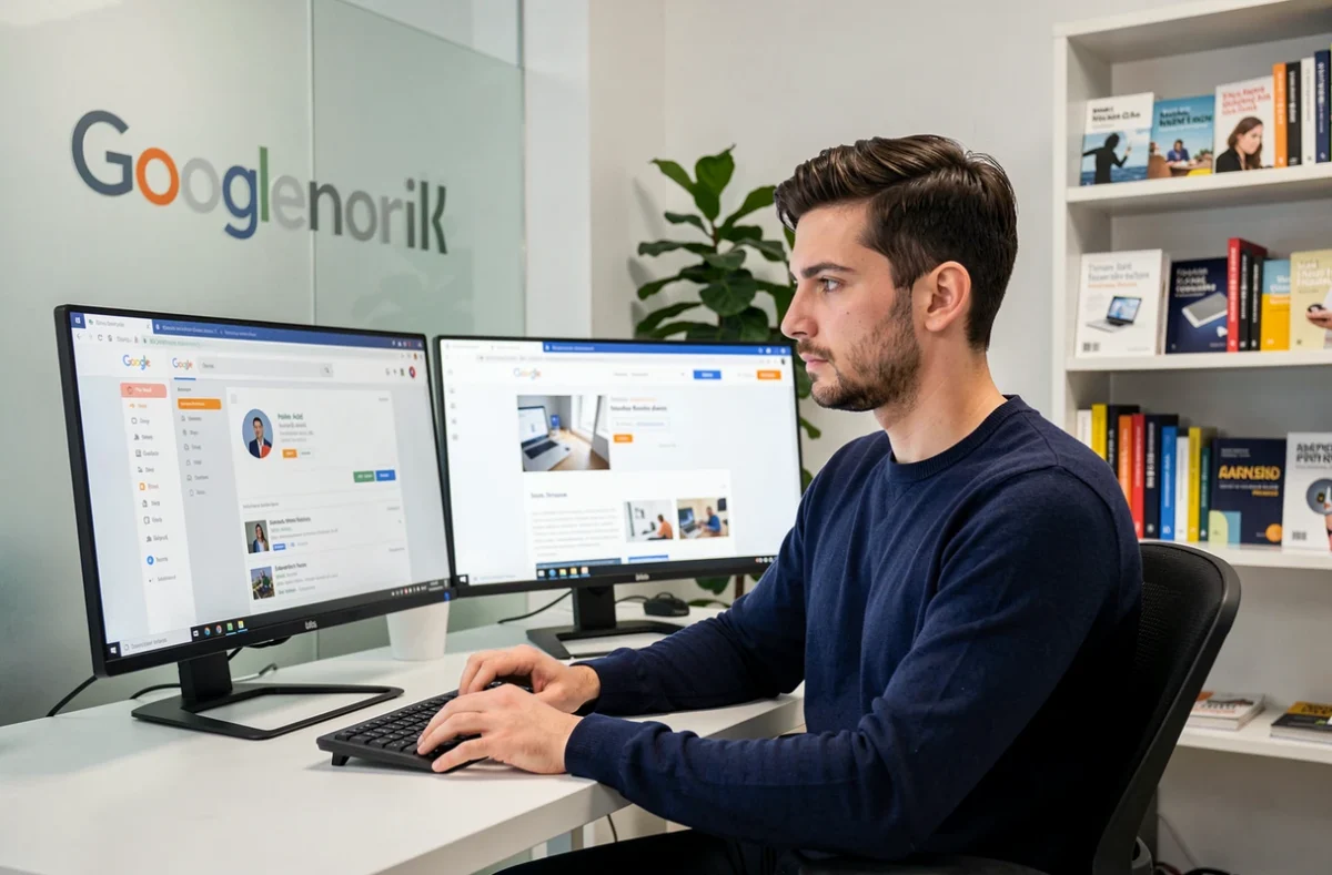 Développeur web de l'agence Webiaprod travaillant sur une campagne Google Ads devant un double écran